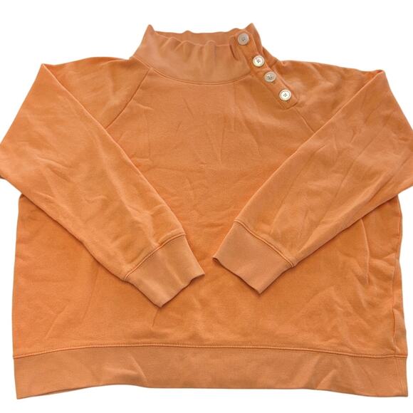 J.Crew Sweater Womens X Large Orange Wide Button Collar Sweatshirt Cloudspun - Picture 1 of 9